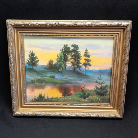 Картина маслом на оргалите "Утренняя свежесть", в рамке, размер полотна 28,5х22 см